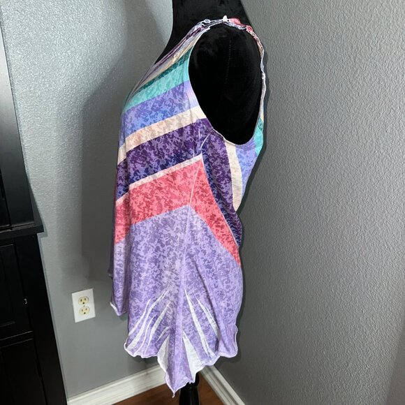 Vintage Only Nine Tank Top Size M Chevron Lace Back Boho Festival USA - Picture 3 of 7